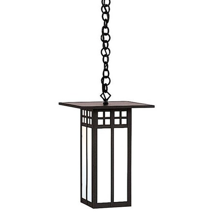 Arroyo Craftsman 9" Glasgow Long Body Pendant, Rustic Brown, Tan Glass GH-9LTN-RB
